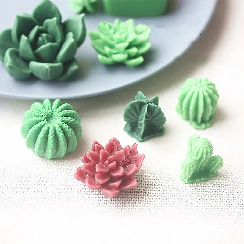 Succulent Plant Silicone Wax Candle Mold Flower Cactus Candle Mould DIY Handmade Aroma Gypsum Plaster Molds Making Candle Form