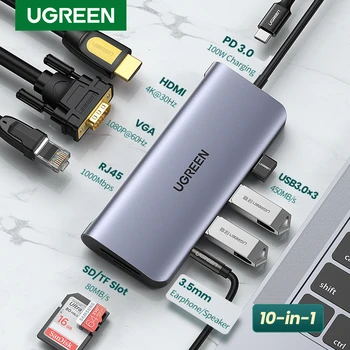 UGREEN USB HUB C HUB HDMI Adapter 10 in 1 USB C to USB 3.0 Dock for MacBook Pro Accessories USB-C Type C 3.1 Splitter USB C HUB