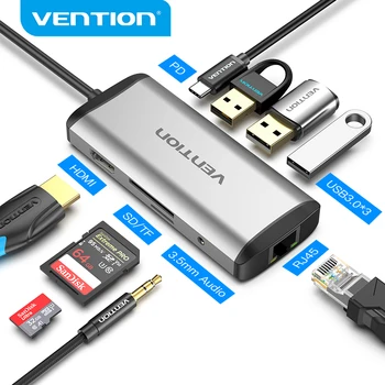 Vention USB C HUB Type-C to 4K HDMI RJ45 VGA USB 3.0 HUB Dock for MacBook Pro Huawei Mate 30 USB-C 3.1 Splitter Port USB-C HUB