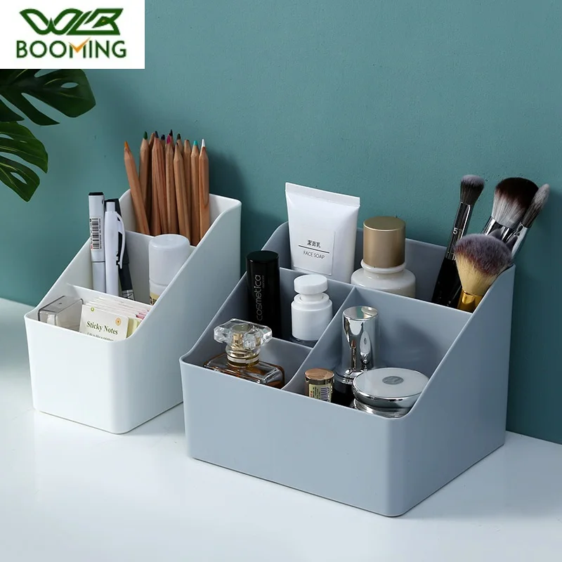 WBBOOMING Plastic Desktop Sundries Storage Makeup Organizer Cosmetic Makeup Brush Storage Case Home Office Bathroom Storage Box