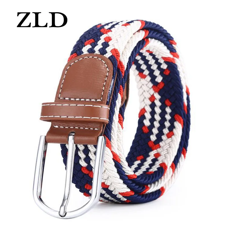 ZLD 60 Colors Men Women Casual Knitted Pin Buckle Belt Woven Canvas Elastic Expandable Braided Stretch Belts Plain Webbing Strap