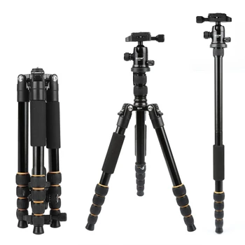 ZOMEI Lightweight Portable Q666 Professional Travel Camera Tripod tripode aluminum tripod Head Monopod for digital DSLR camera