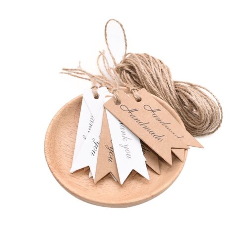 100pcs/lot Packaging Tags Handmade Hang Tag Kraft Paper Tags Thank You Gift