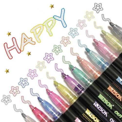 12 Color Double Line Outline Art Pen Marker Outline Marker Pen Highlighter Scrapbook