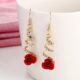 Red Rose Earrings For Women Rose Gold