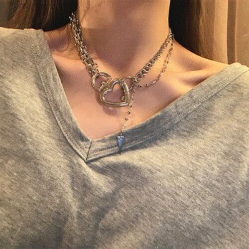 Necklace Thick Chain Love Heart Lasso Necklace