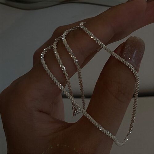 2021 Trend Simple Silver Color Choker Necklace for Women Elegant Clavicle Chain Necklace