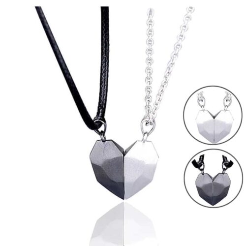 2Pcs Magnetic Couple Necklace Lovers Heart Pendant Necklace Women Valentine’s