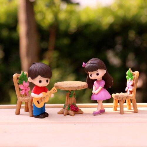 2pcs/set Creative Miniature Boy Girl Guitar Lovers Craft Fairy Dolls Wedding Accessories