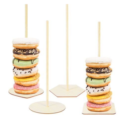 Wooden Donuts Stand Sweets Dessert Doughnut Holder for Wedding Birthday