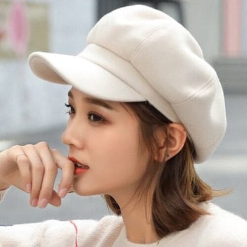 Winter Hats for Women Solid Plain Octagonal Cap