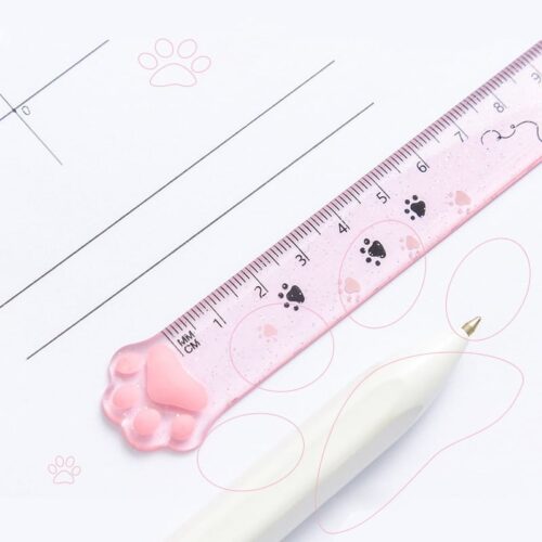 Cute Cat Paw Plastic Straight Rulers Kawaii School Office Supplies