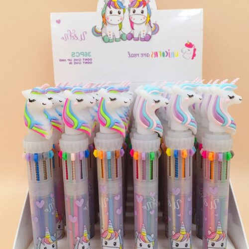 Cute Unicorn Power 10 Colors Chunky Ballpoint Pen