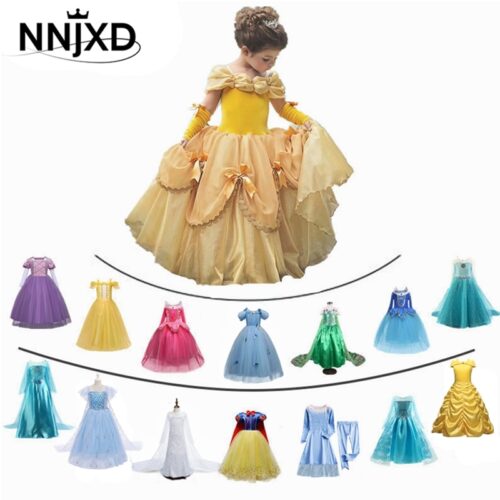 Fancy Girl Princess Dresses Beauty Belle Cosplay Costume Snow Christmas Halloween