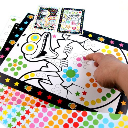 Funny Puzzle Dot Stickers For Kids Cute Cartoon Animal Drawing