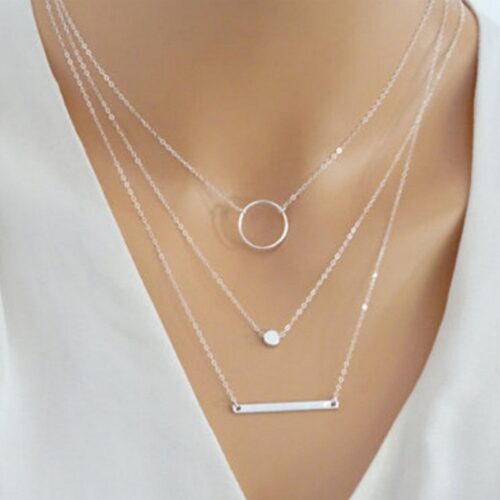 Hot Sale Fashion Statement Multilayer Necklace Multi-element Metal Rod