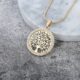 Hot Tree of Life Crystal Round Small Pendant Necklace Gold