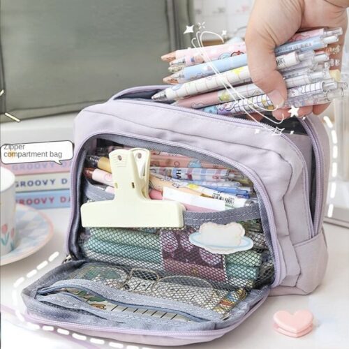 Large Capacity Pencil Bag Aesthetic Pencil Pouch School Cases Zipper Big