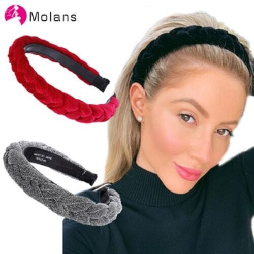 MOANS Hair Accessories Wide Shiny Weaving Hairbands Braided Headband