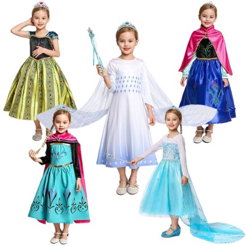 MUABABY Girl Elsa And Anna Fall Princess Coronation Dress Kids