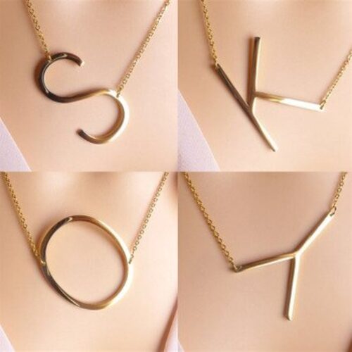 New Minimalist stainless steel Letter Name Necklaces For Women Long Big