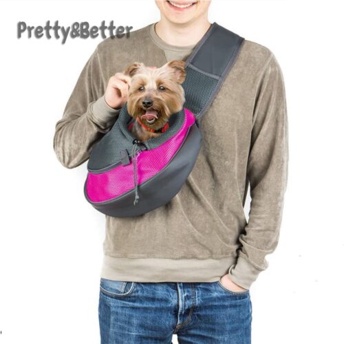 Pretty&Better Breathable Dog Carrier Outdoor Travel Handbag Pouch Mesh Shoulder Bag Sling