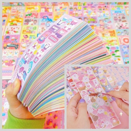 Sheet Stickers for Kids Pretty Aesthetic Cute Set Pack Handmade DIY Children