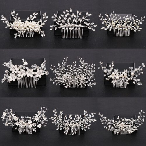 Silver Color Pearl Crystal Wedding Hair Combs Flower Headpiece