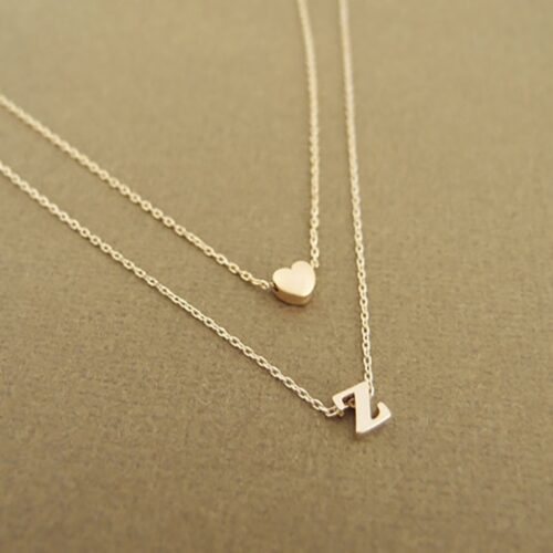 Simple and thin small heart pendant necklace For Women Personality initial letter necklace