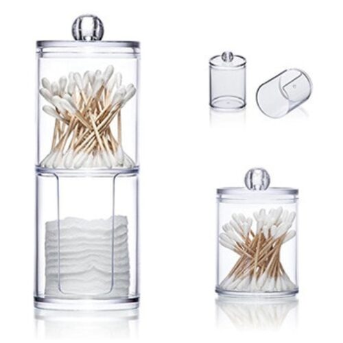 Box Acrylic Multifunctional Round Qtip Storage Box