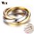 Vnox Classic 3 Rounds Ring Sets Women Stainless Steel Wedding Engagement Jewelry