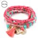 Women Bohemian Jewelry Multilayer Elastic Set Bracelets Bangles With Tassel Gold Coin Glass Beads Charm Wrap Bracelet Femme Gift