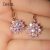 Rose Gold Earrings Flower Crystal Zirconia Jewelry